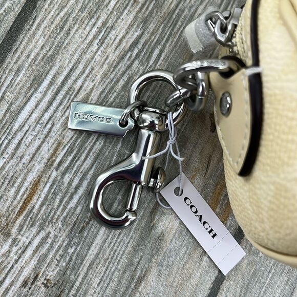 Coach Mini Rowan Bag Charm In Signature Canvas Purse Wallet Bag Butter Yellow - Picture 5 of 7